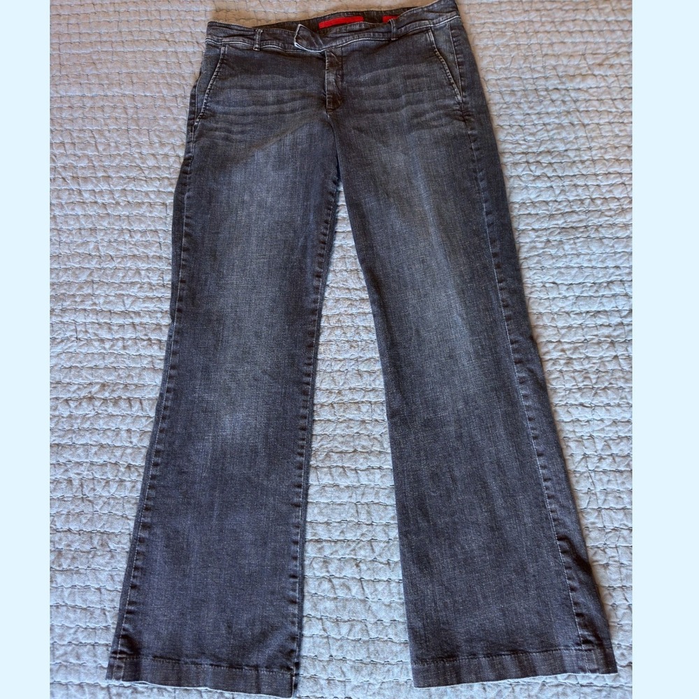 Banana Republic Le New Trouser Jeans Dark Rinse Wide Leg Stretch Denim 32/14